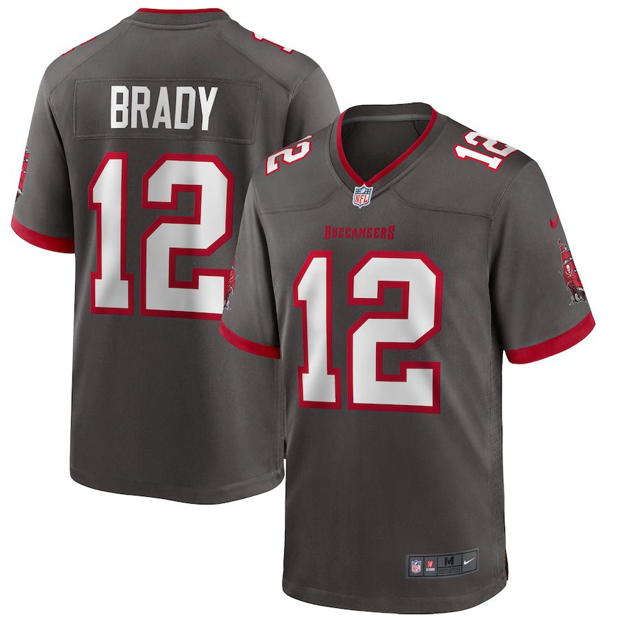 Men Tampa Bay Buccaneers #12 Tom Brady Nike Pewter Alternate Game NFL Jersey